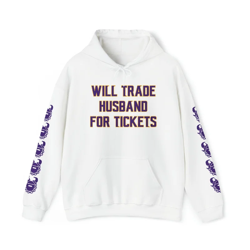 Unisex Heavy Blend™ Hooded Sweatshirt - Husband for Tickets + Game Day Helmet (Sleeves)