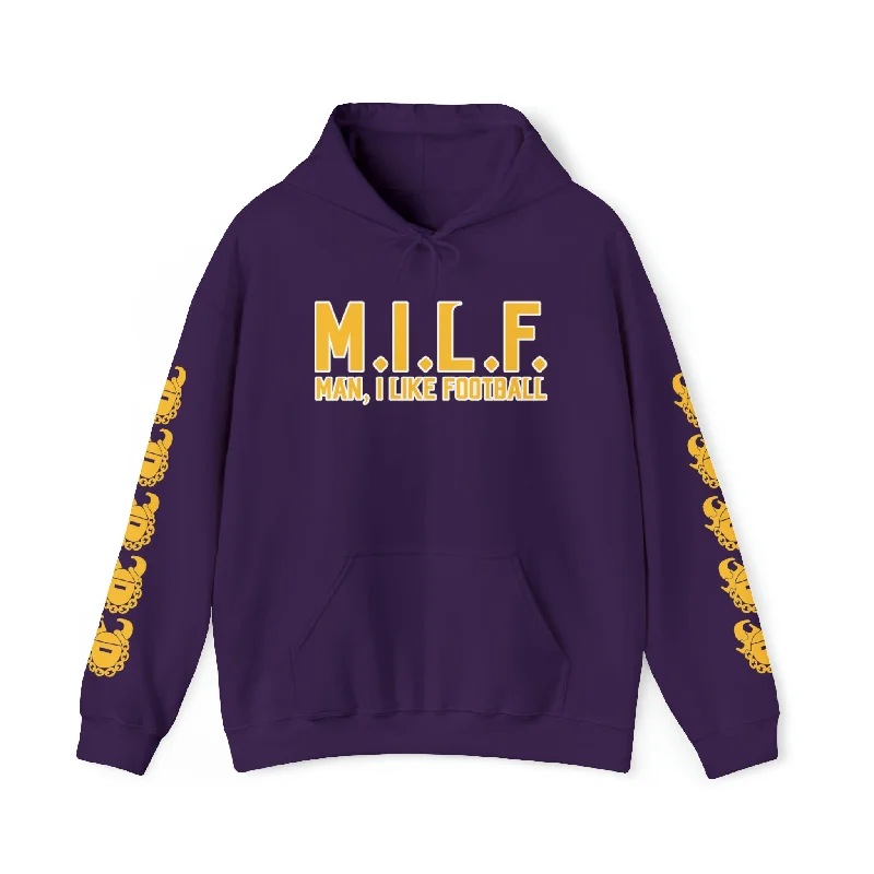 Unisex Heavy Blend™ Hooded Sweatshirt - M.I.L.F. + Game Day Helmet (Sleeves)