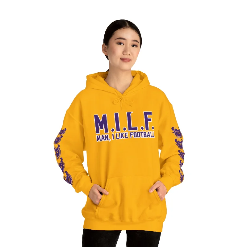 Unisex Heavy Blend™ Hooded Sweatshirt - M.I.L.F. + Game Day Helmet (Sleeves)