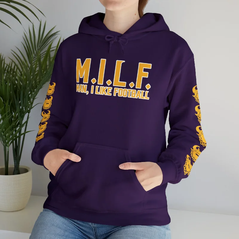 Unisex Heavy Blend™ Hooded Sweatshirt - M.I.L.F. + Game Day Helmet (Sleeves)