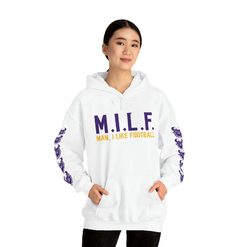 Unisex Heavy Blend™ Hooded Sweatshirt - M.I.L.F. + Game Day Helmet (Sleeves)