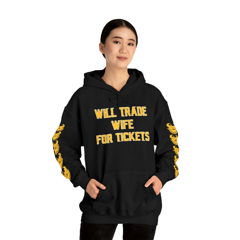 Unisex Heavy Blend™ Hooded Sweatshirt - Wife for Tickets + Game Day Helmet (Sleeves)