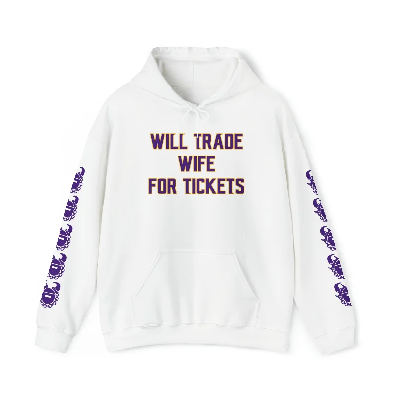 Unisex Heavy Blend™ Hooded Sweatshirt - Wife for Tickets + Game Day Helmet (Sleeves)