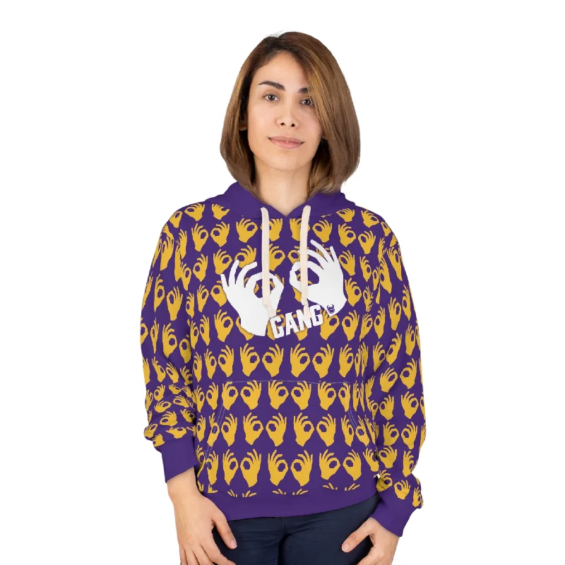 Unisex Pullover Hoodie - Purple/Gold Griddy - Griddy Gang