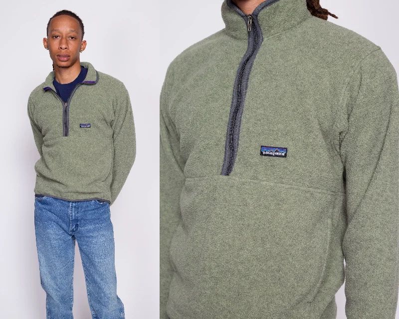 Vintage Patagonia Sage Green Synchilla Fleece Half Zip Sweatshirt - Men's Small