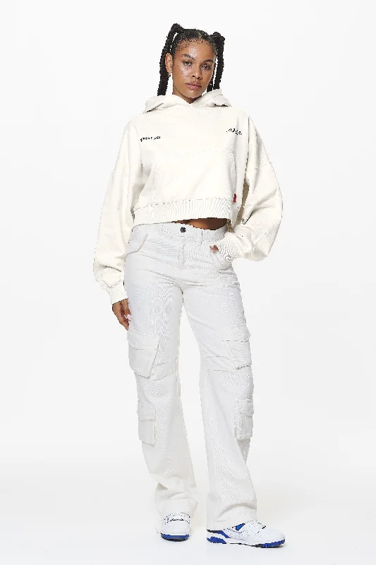 Vrena Oversized Cropped Hoodie Washed Salty Cream