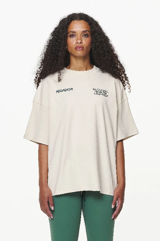 Cadogan Heavy Oversized Tee Vintage Washed Bone White