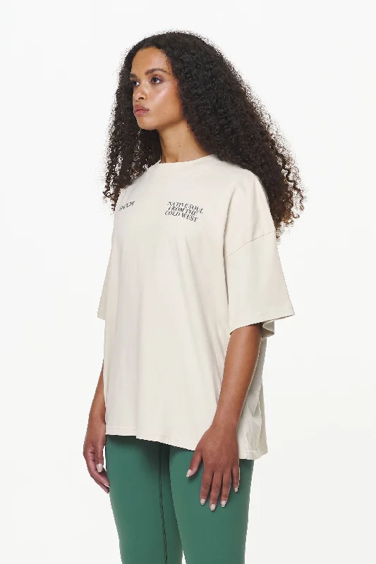 Cadogan Heavy Oversized Tee Vintage Washed Bone White