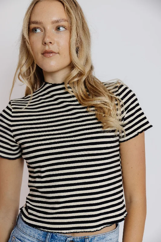 Carsen Stripe Tee in Black/Cream