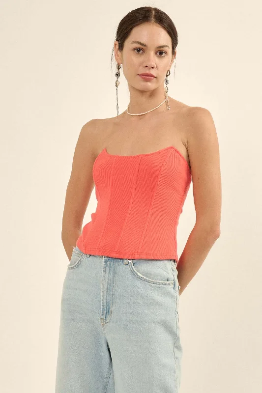 Form Factor Strapless Rib-Knit Corset Top