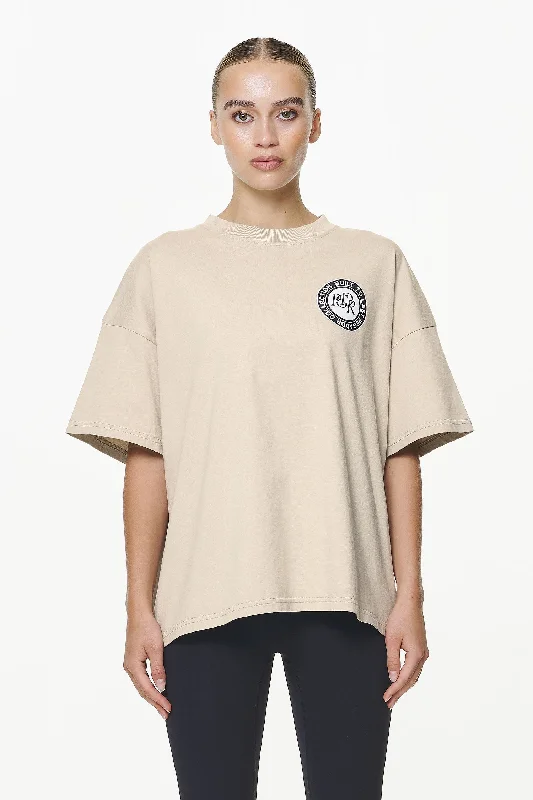 Lydney Heavy Oversized Tee Vintage Washed Fossil Taupe