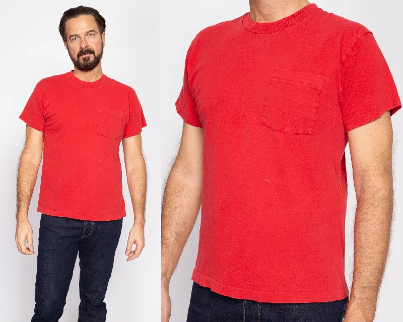 Med-Lrg 80s Plain Red Pocket Tee