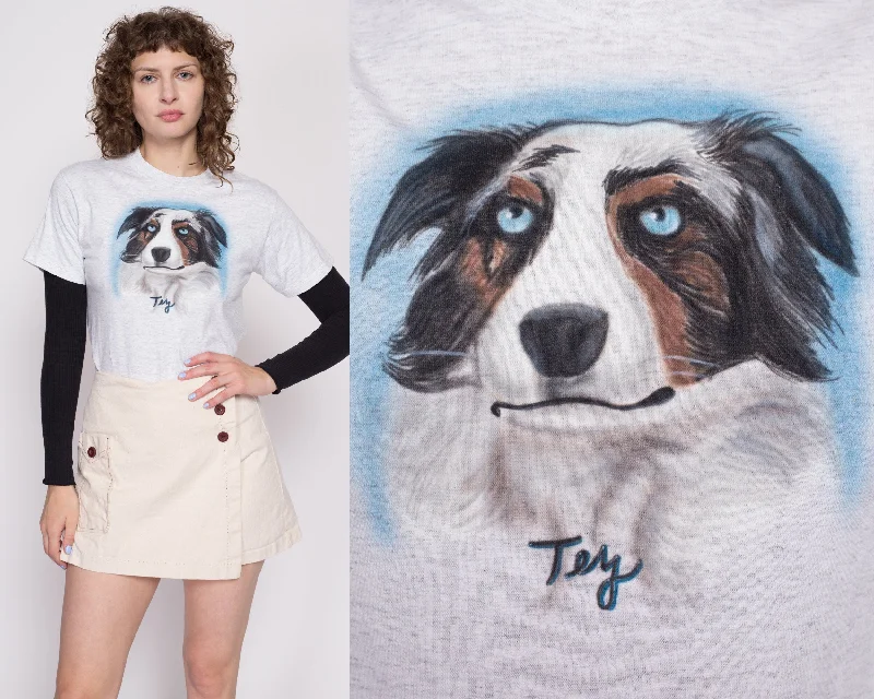 Small 90s Airbrushed Border Collie T Shirt Unisex