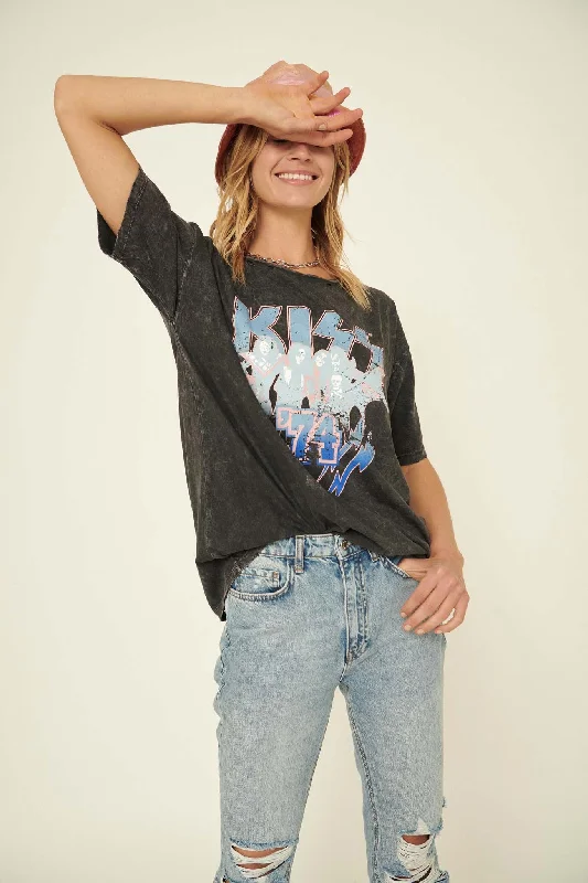 KISS 74 Distressed Vintage-Wash Graphic Tee