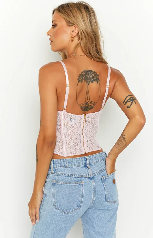 Louisa Pink Lace Corset Top