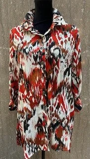 Shirt-Multi Color-Button Front-3/4 Cuffed Sleeve-Women's-M33108bm