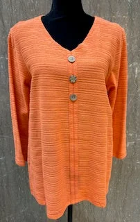 MULTIPLES-M33109TM-5 BUTTON3/4 SLV-NK 3 BUTTON FRT TOP-DEPCOR-ORANGE