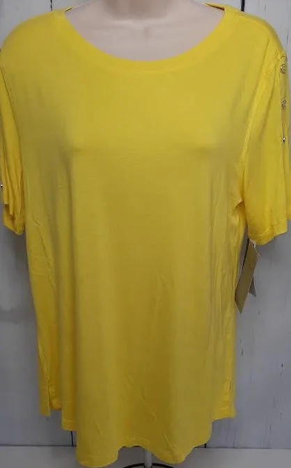 T-Shirt- Yellow Button /Sleeve- Women's-m23108tm