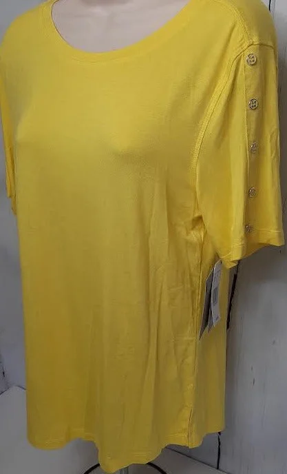 T-Shirt- Yellow Button /Sleeve- Women's-m23108tm