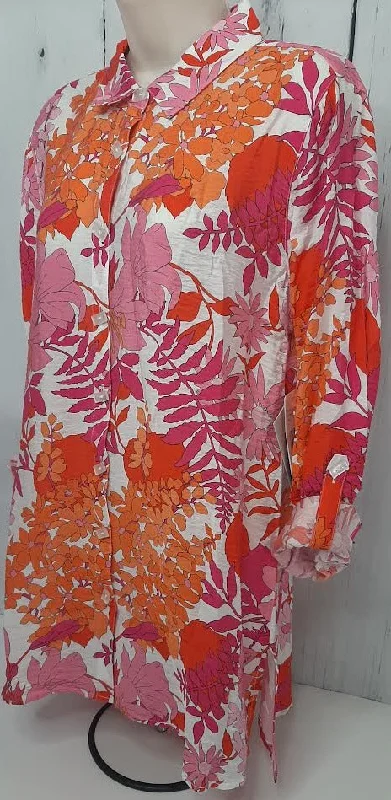 Shirt-Button Front-Pink Floral-Women's-M23312bm