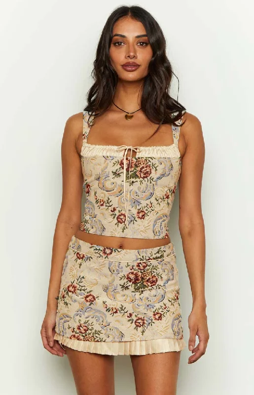 Till Forever Beige Tapestry Top