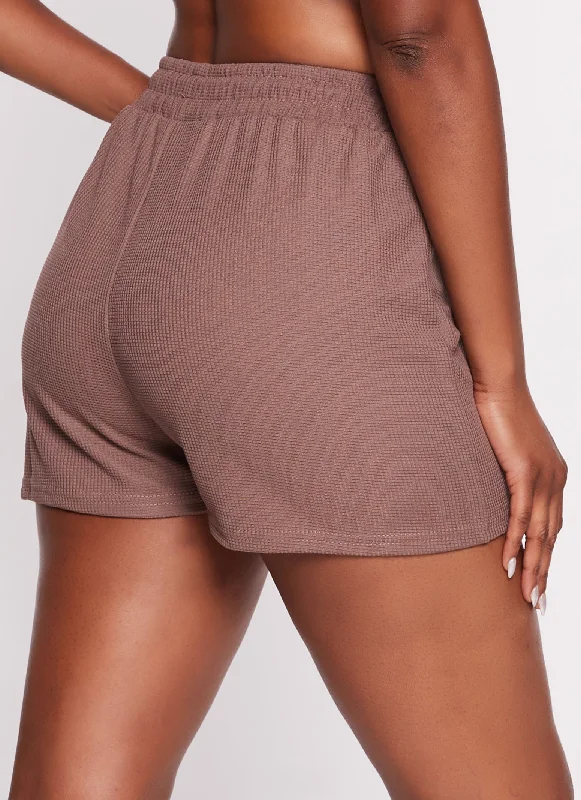 Textured Knit High Waist Lounge Shorts