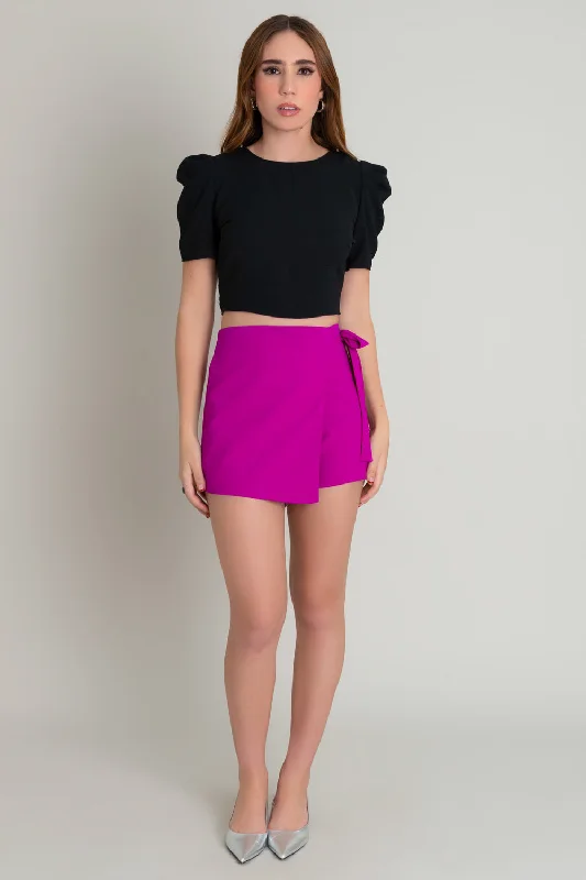 Falda short cruzado fit recto lazo lateral