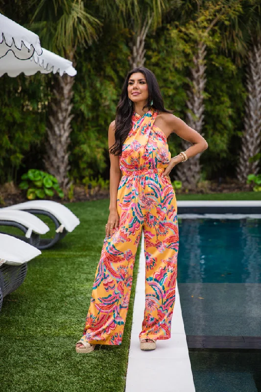 Gate To My Heart Multi Printed Halter Jumpsuit FINAL SALE