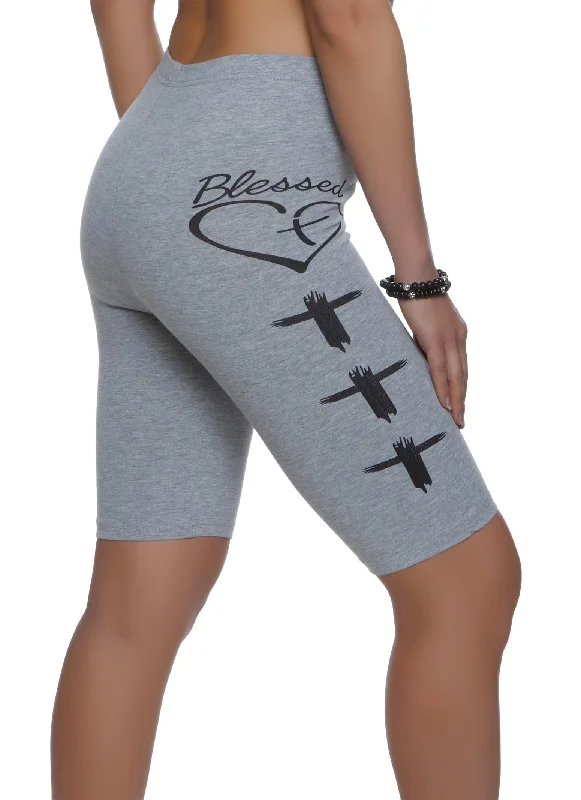 Blessed Graphic Biker Shorts