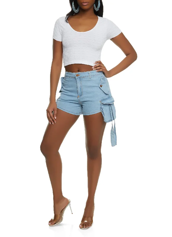 Side Cargo Pocket Denim Shorts