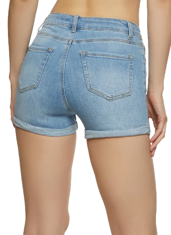 WAX High Waist Stretch Denim Shorts