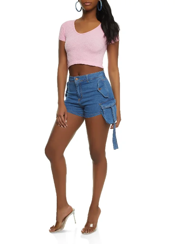 Side Cargo Pocket Denim Shorts