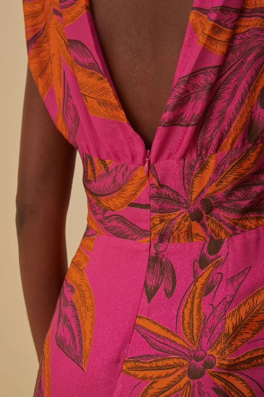 Pink Beach Forest Lenzing™ Ecovero™ Viscose Maxi Dress