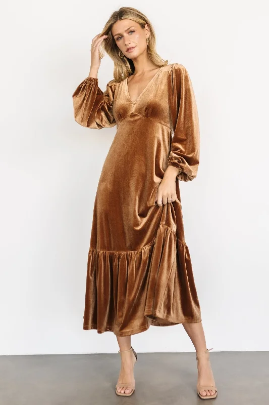 Erika Velvet Maxi Dress | Caramel