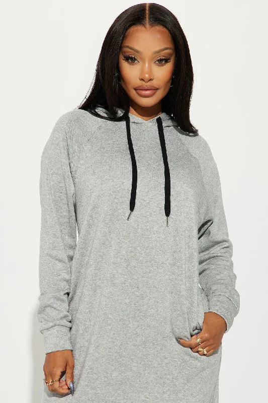 Heather Hooded Maxi Dress - Heather Grey