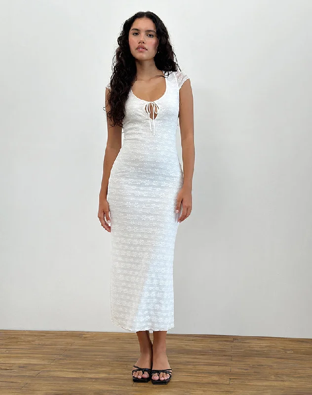 Labuan Maxi Dress in Celosia Lace White