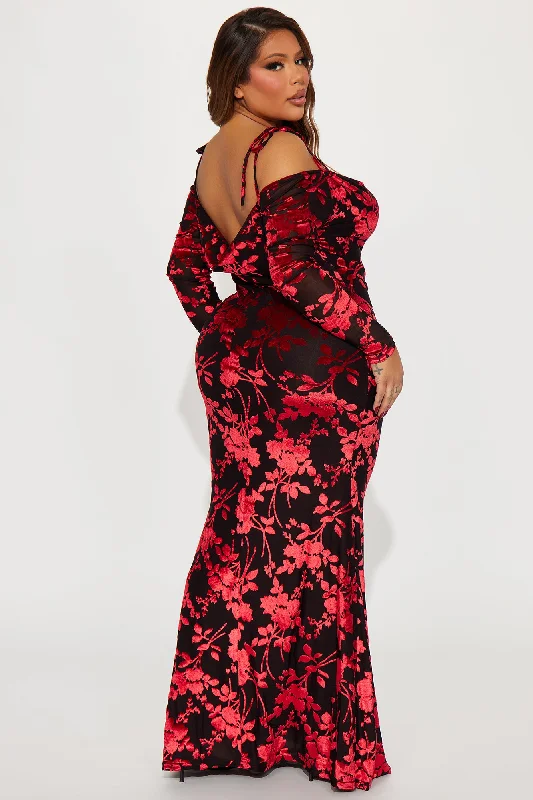 Maya Mesh Maxi Dress - Red/combo