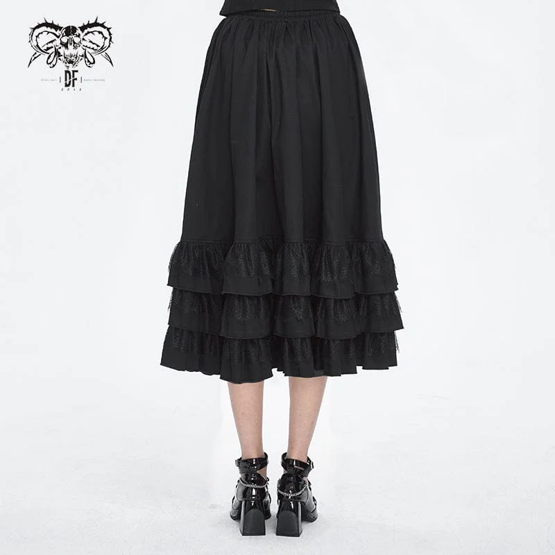 Women's Gothic Ruffled Buckle Long Overskirts